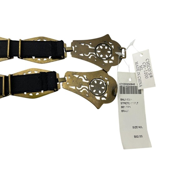 CHICO'S Balinese Stretch Belt  Size M/L NWT  Black & Antique Brass-Tone  Artisan - Picture 7 of 10